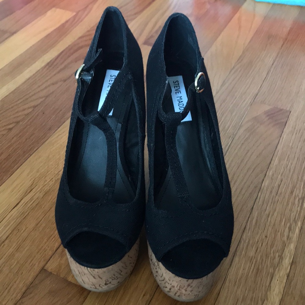 Black Steve Madden Wedge Sandals